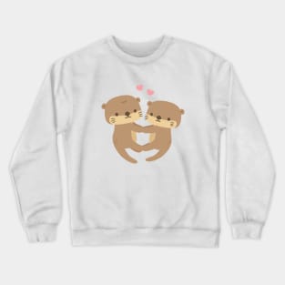 Cute Otters Holding Paws In Love Crewneck Sweatshirt